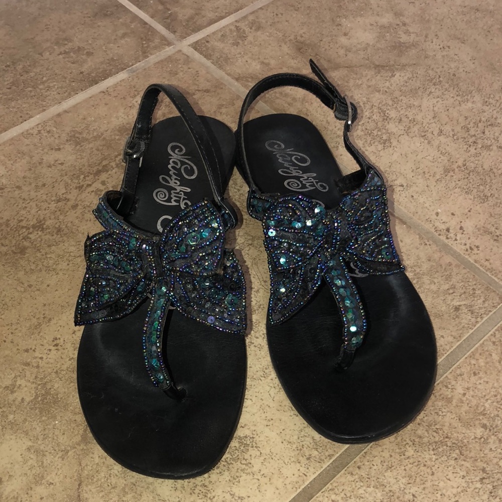 Black and Blue Bow Sandals